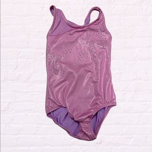 Cat & Jack Girls Size Large Pink Silver Studded Swimsuit 6/6X